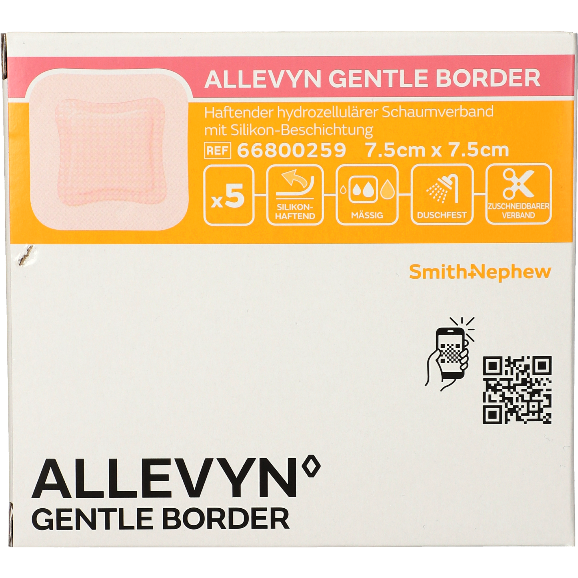 ALLEVYN Gentle Border 7,5 x 7,5 cm Schaumverband