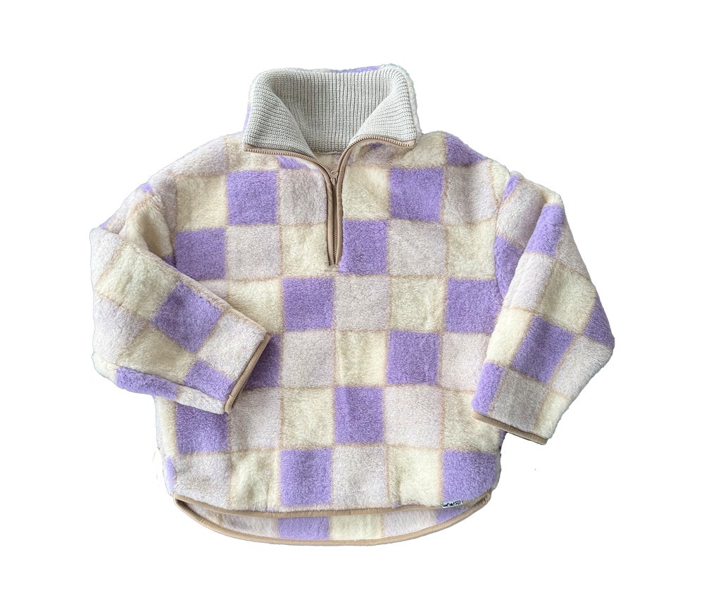 Sweater BEL, LILA CHECKERED