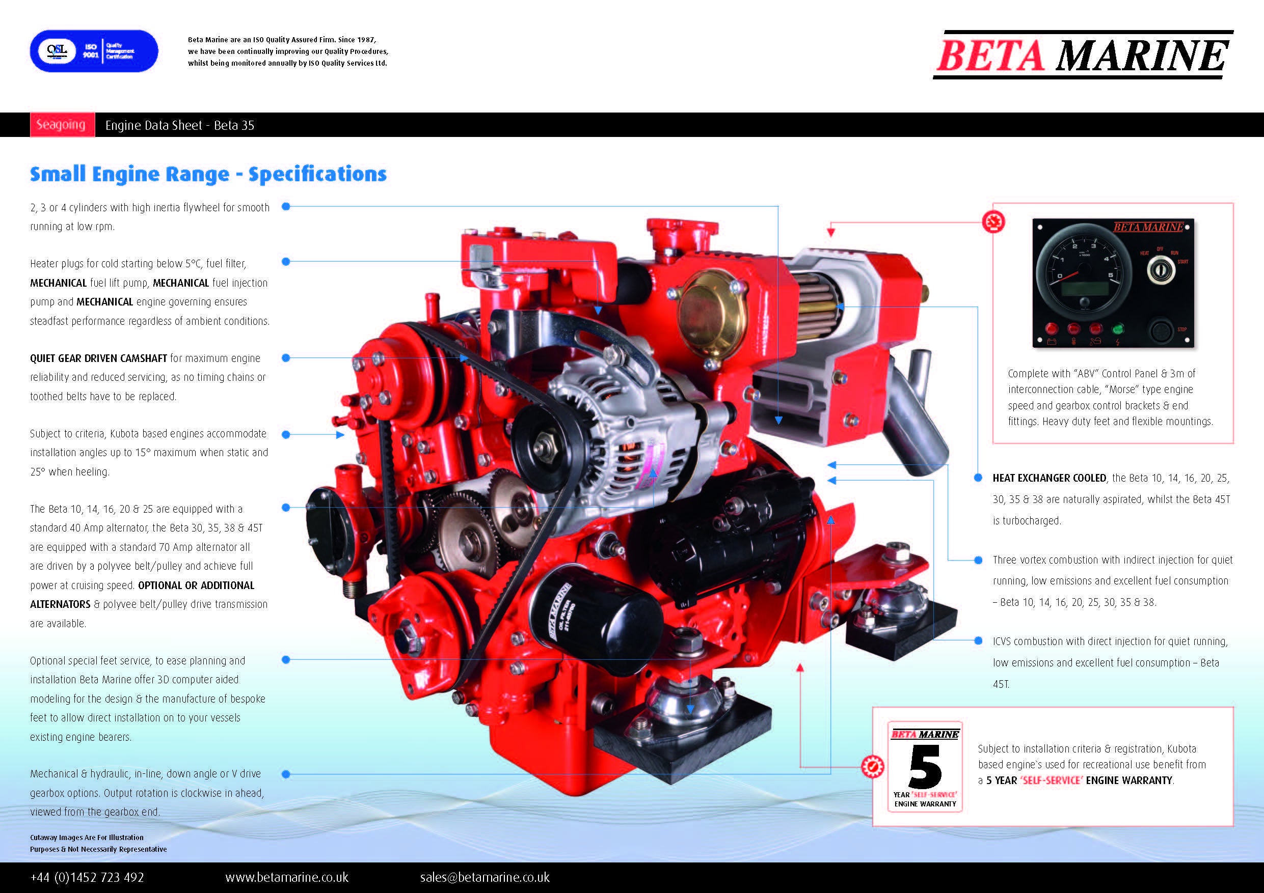 BETA MARINE Bootsdiesel Beta35, mechanisches Wendegetriebe TMC60, 35PS