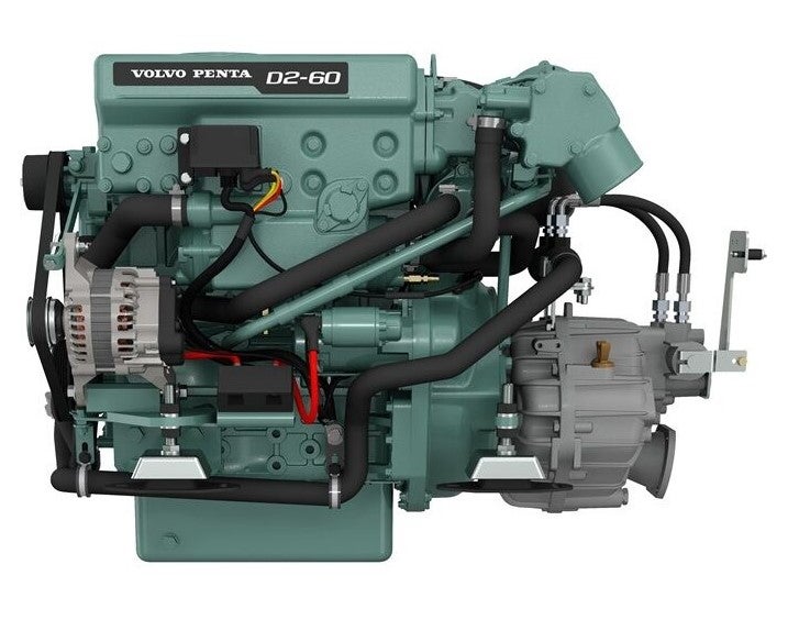Volvo Penta D2-60 Bootsmotor 60PS mit HS25A hydraulischem Wendegetriebe - 8° gewinkelter Abgang