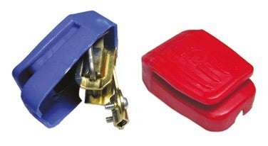 Batterieklemme/ Batteriepolklemmen - Set mit Kunststoffkappe rot & blau