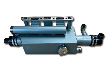 Wassergekühltes Abgassammelrohr mit Wärmetauscher für OM 615 / 616 Neue Ausführung mit Lufteinlass Wassergekühltes Abgassammelrohr mit Wärmetauscher für OM 615 / 616 Neue Ausführung mit Lufteinlass