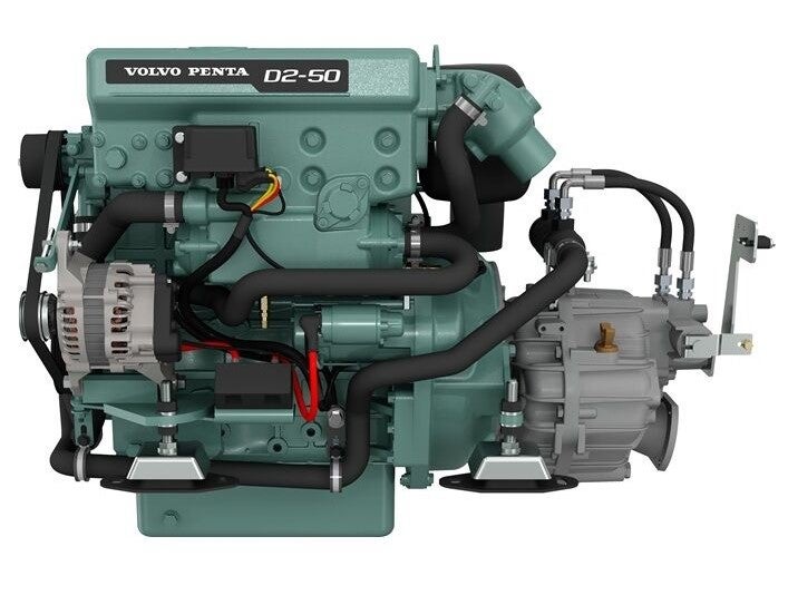 Volvo Penta D2-50 Bootsdiesel 51PS mit Wendegetriebe MS25A - 8° gewinkelter Abgang