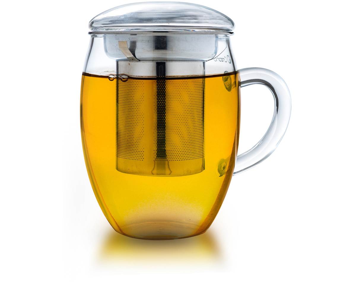 Creano-Tasse-mit-Tee Teetasse Glas mit Siebeinsatz