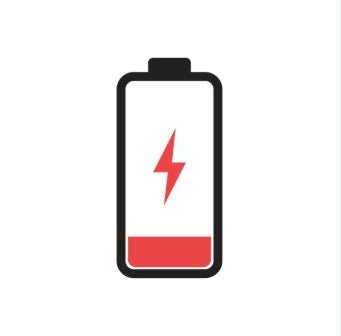 Akku, Batterie, Symbol Blitz, Gehäuse, Fläche Rot
