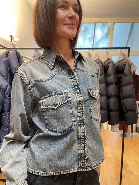 Jeanshemd, Denim, Hellblau, Knopfleiste, Brusttaschen