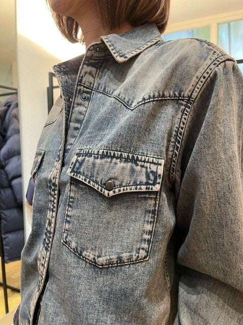 Jeanshemd, Denim, Hellblau, Brusttaschen, Druckknöpfe