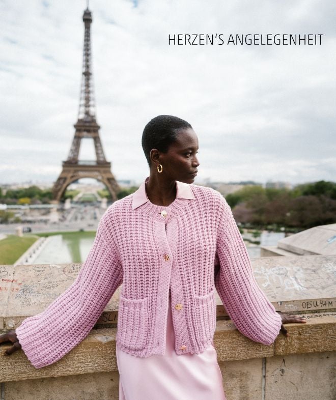 Strickjacke, rosa, Strickmuster, Knopfleiste, aufgesetzte Taschen