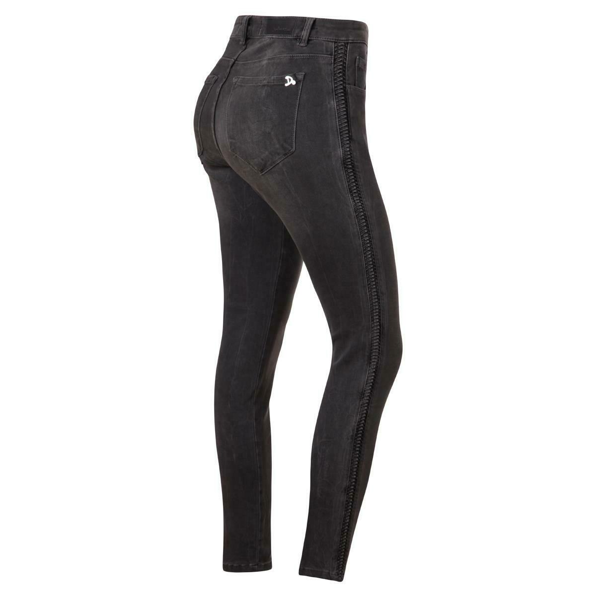 Strech - skinny - grau - verwaschen - geriffelter Seitenstreifen