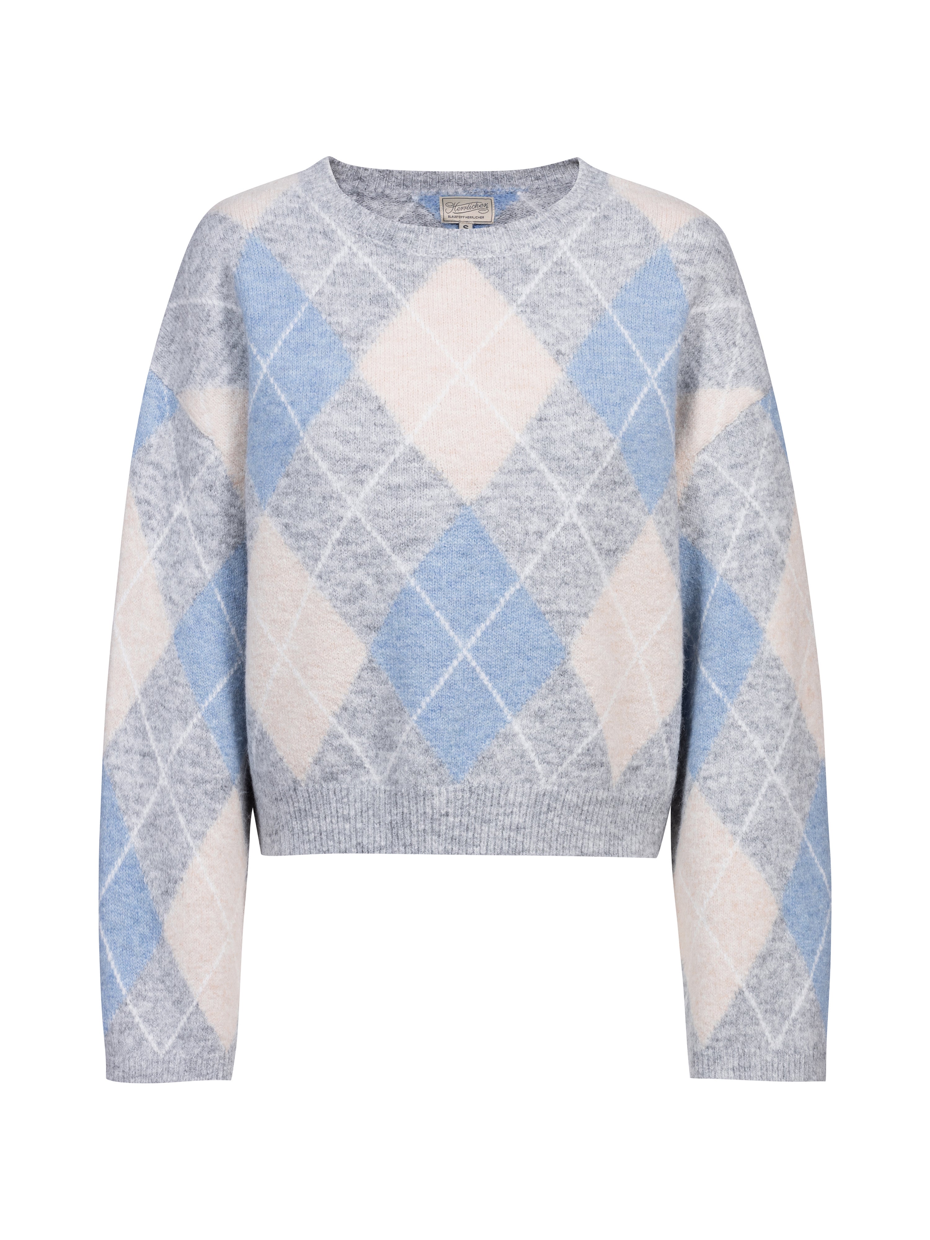 Argyle-Strickpullover, Strickpullover, Pastellfarben, Langarm, Gemustertes Strickmuster