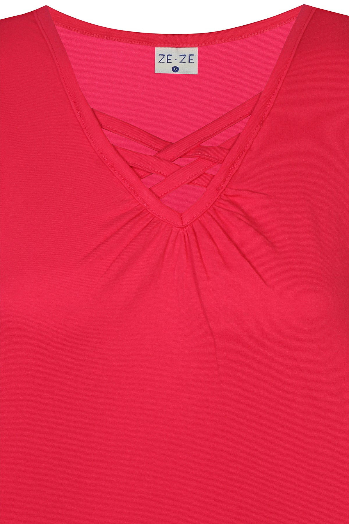 V-Halsa, Kreuzband-Verschluss, Strick-Top, Pink, S