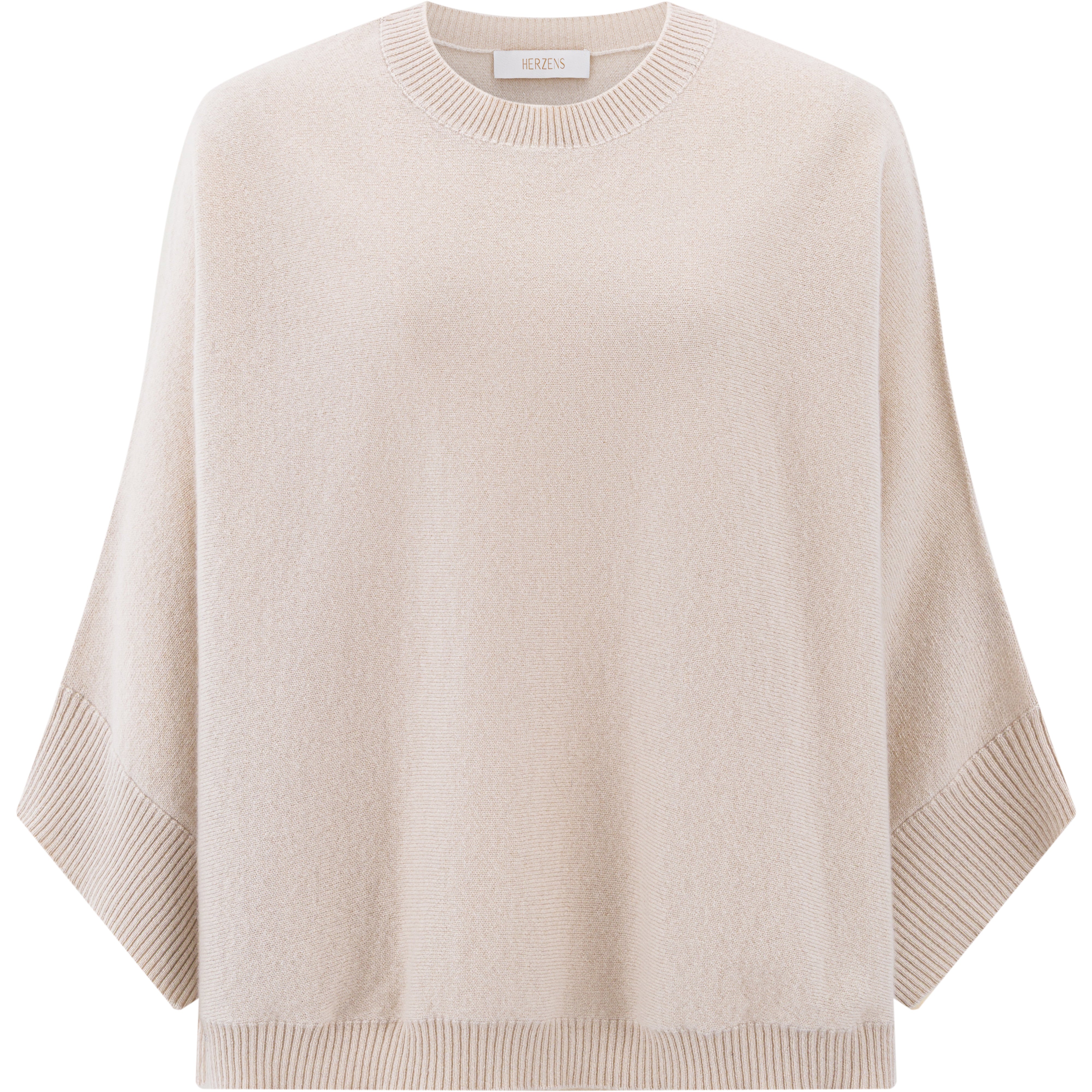 Herzensangelegenheit Mette Poncho-Pullover Limestone – Wolle Kaschmir