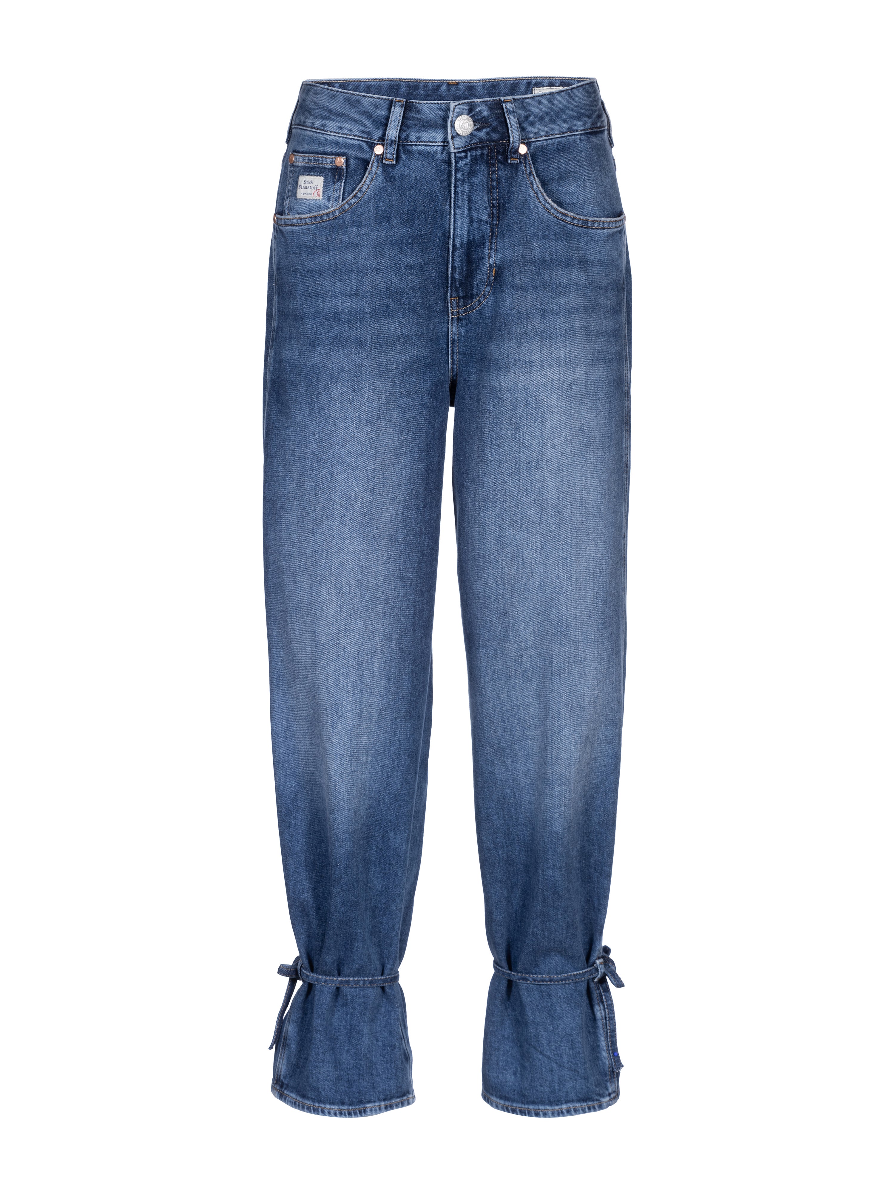 Jeans, Denim, Straight-leg, Blue, Cuffed at hem