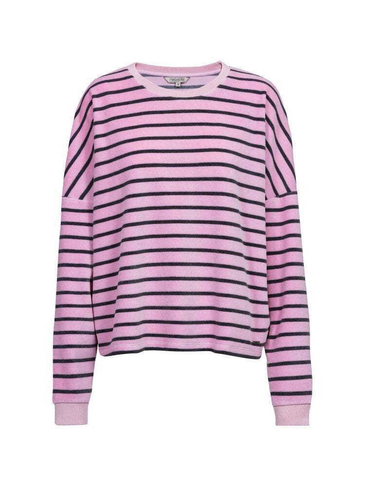 Pullover, Streifen, Rundhals, Lange Ärmel, Pink