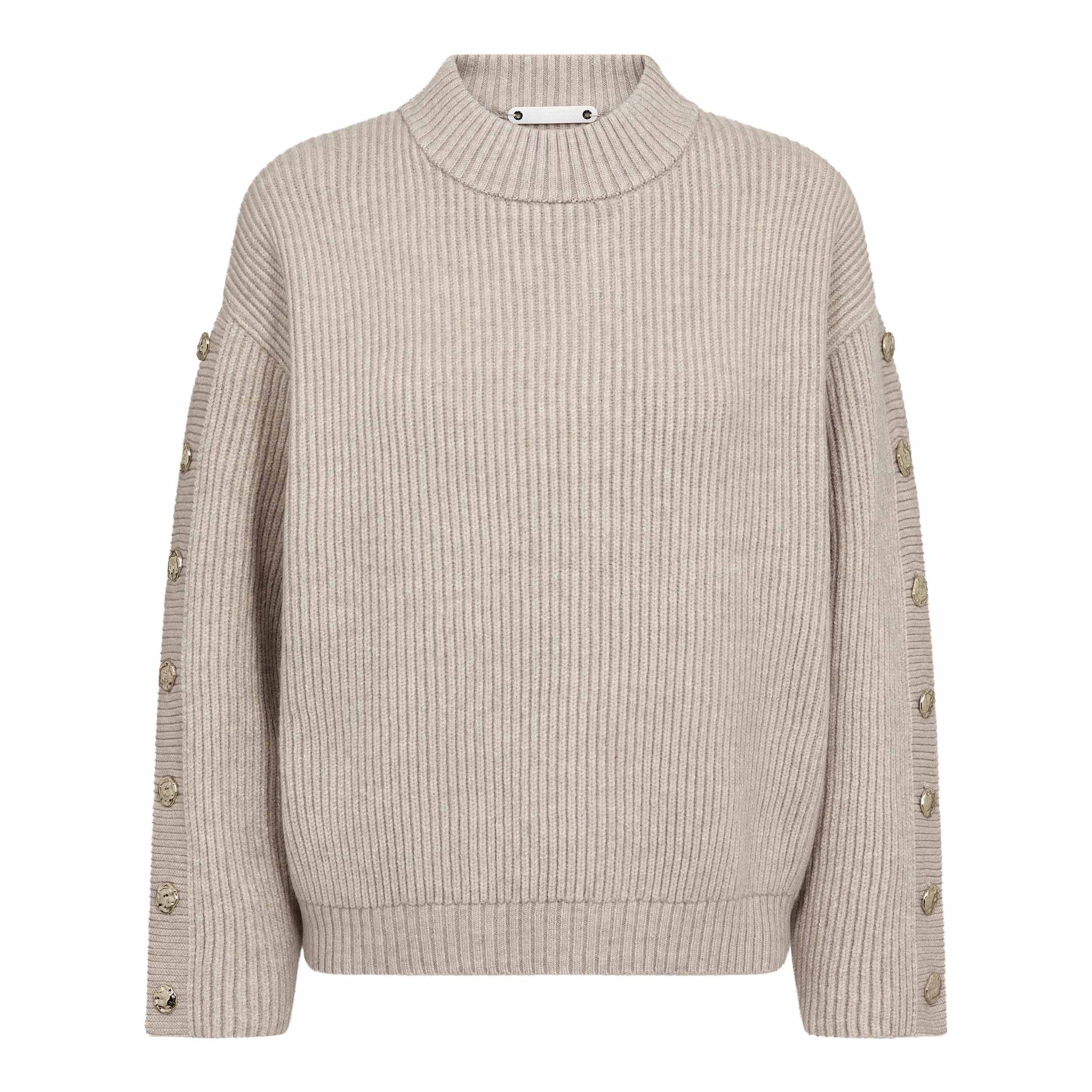 Pullover, Knitwear, Rippstrick, Rundhals, Seitenknopf-Details