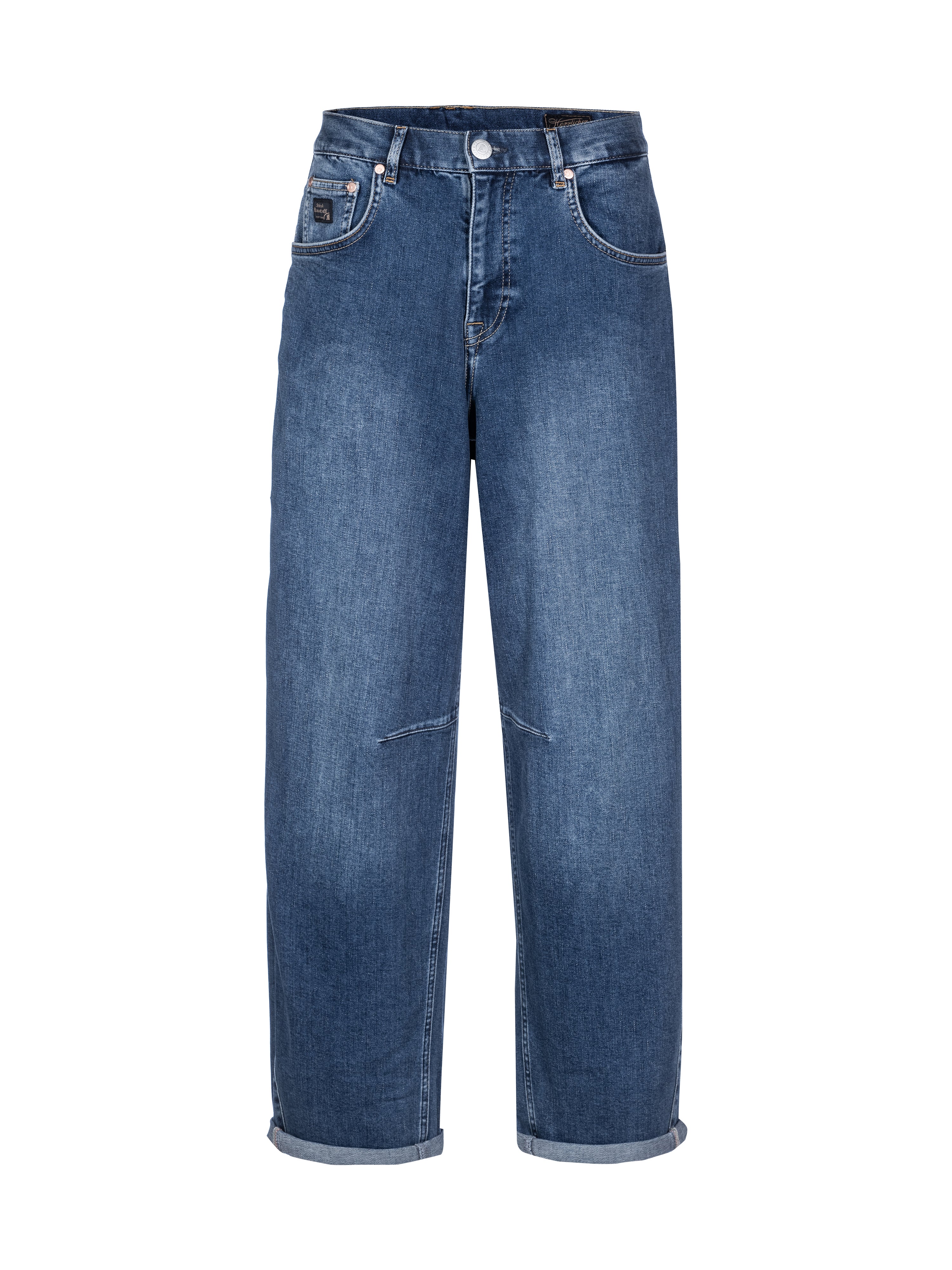 jeans,  Denim,  Geradlinige Passform, Hohe Taille, Blau