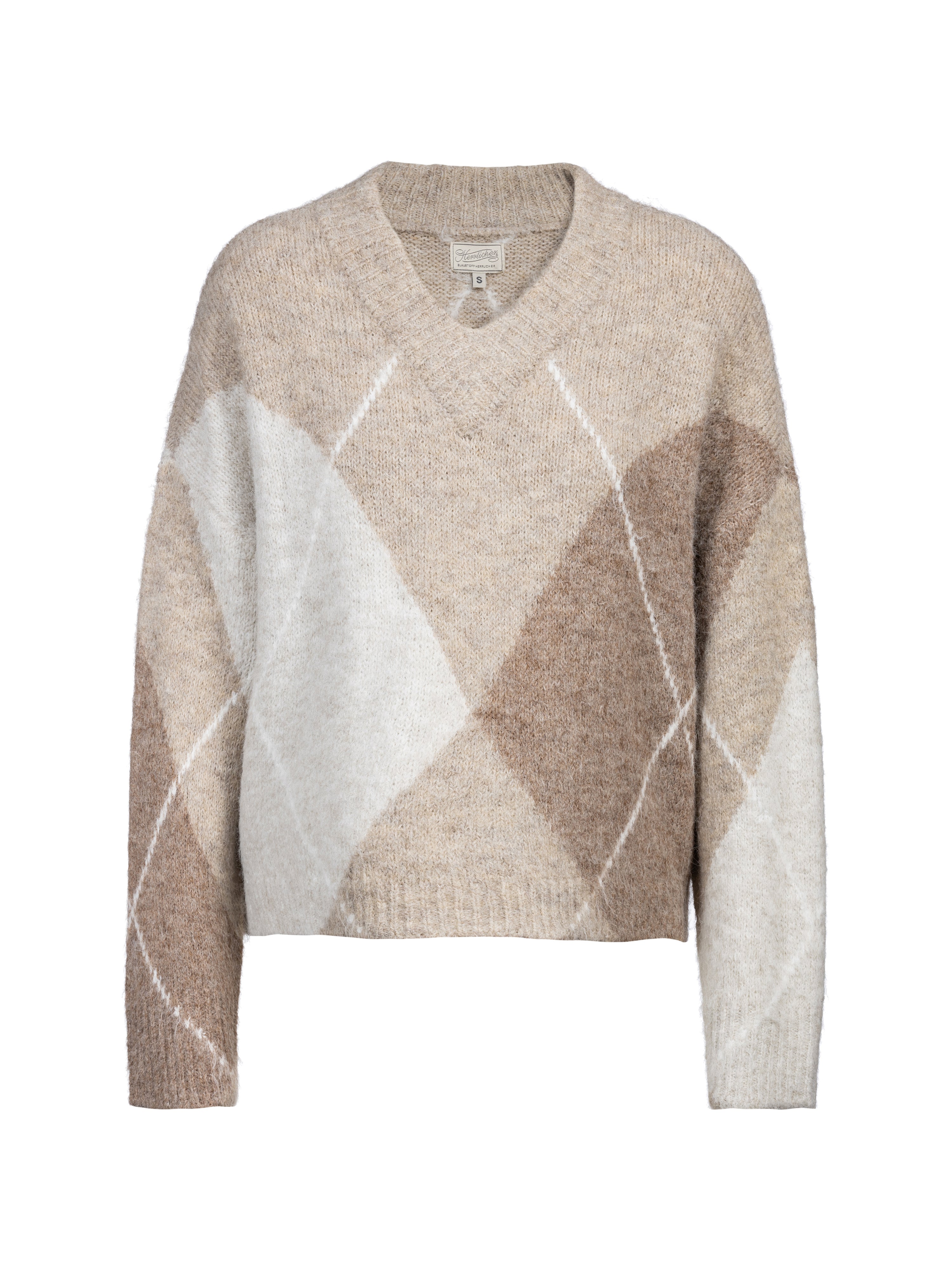 Pullover, Strickpullover, Argyle Muster, V-Ausschnitt, Gemustert