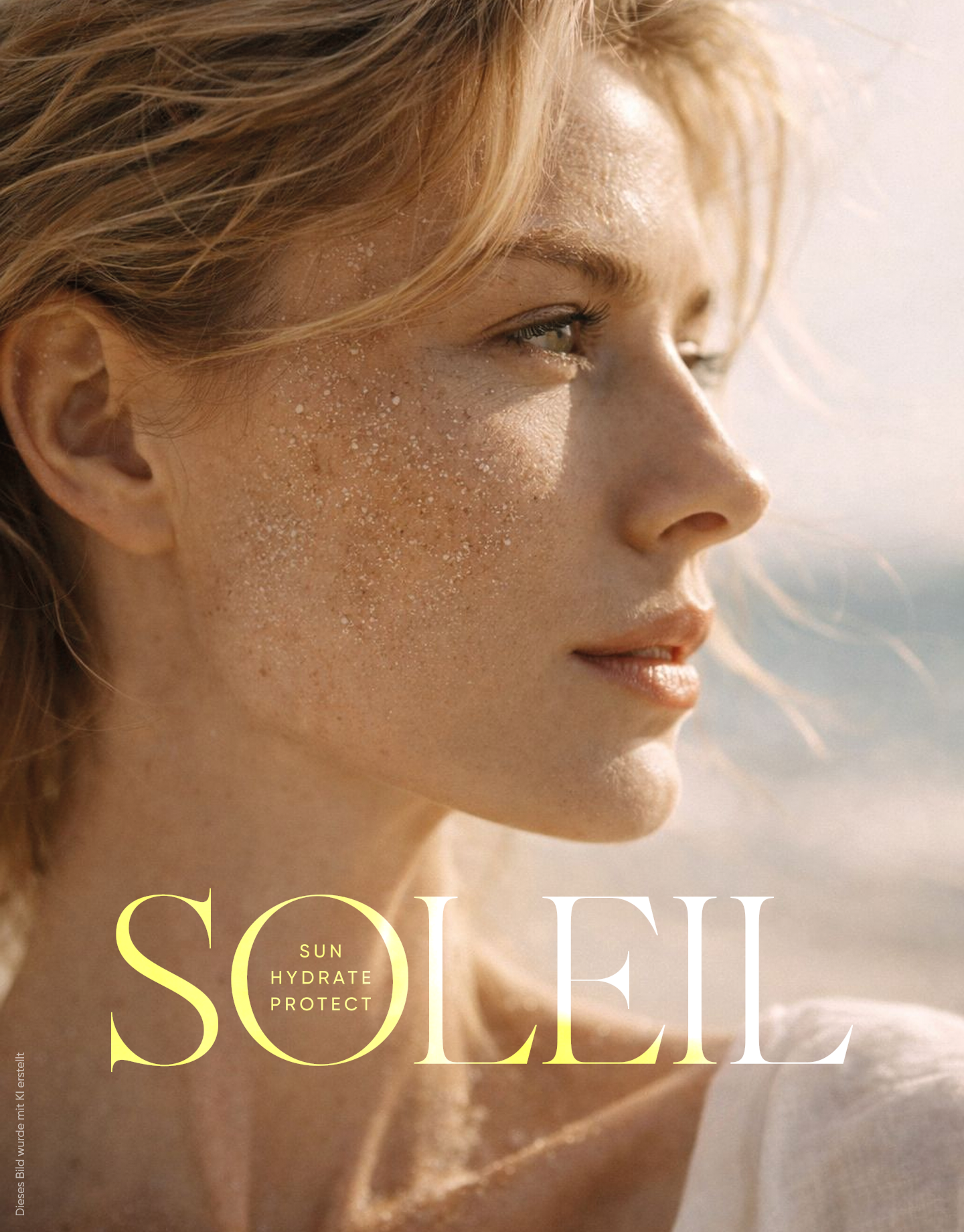 Gesicht, Haut, Sand, Sommer, Sonnencreme Hinweis