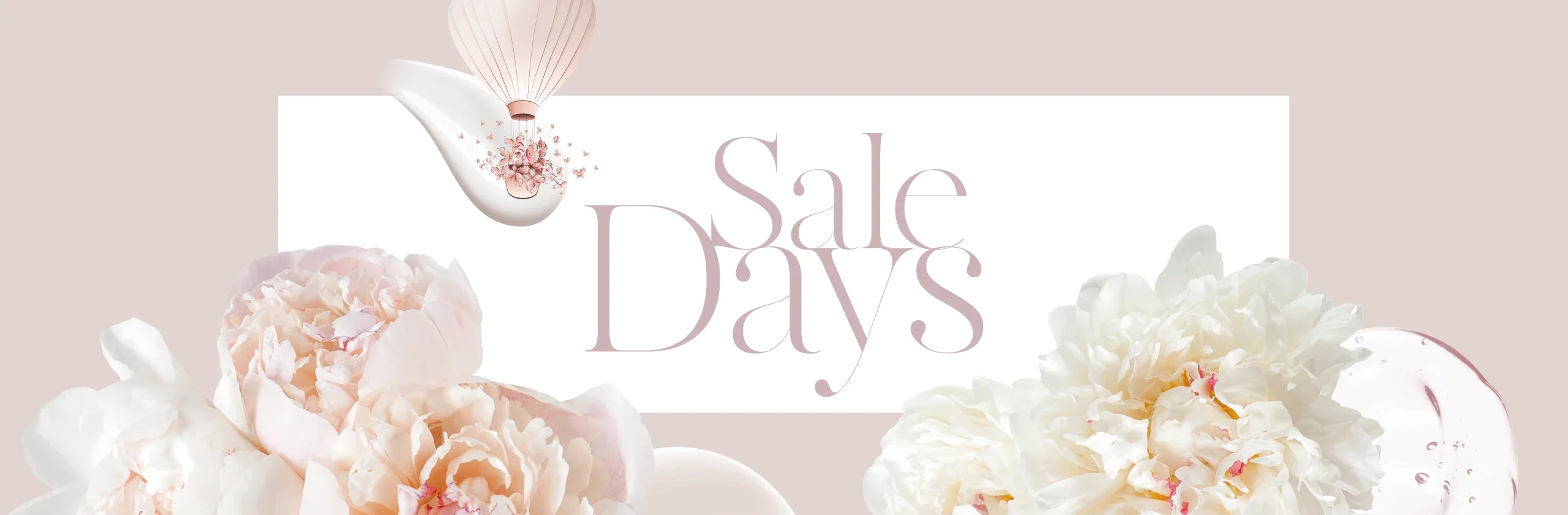 Werbebanner, Sale-Aktion, Pfingstrosen, Blumendesign, Pastellfarben